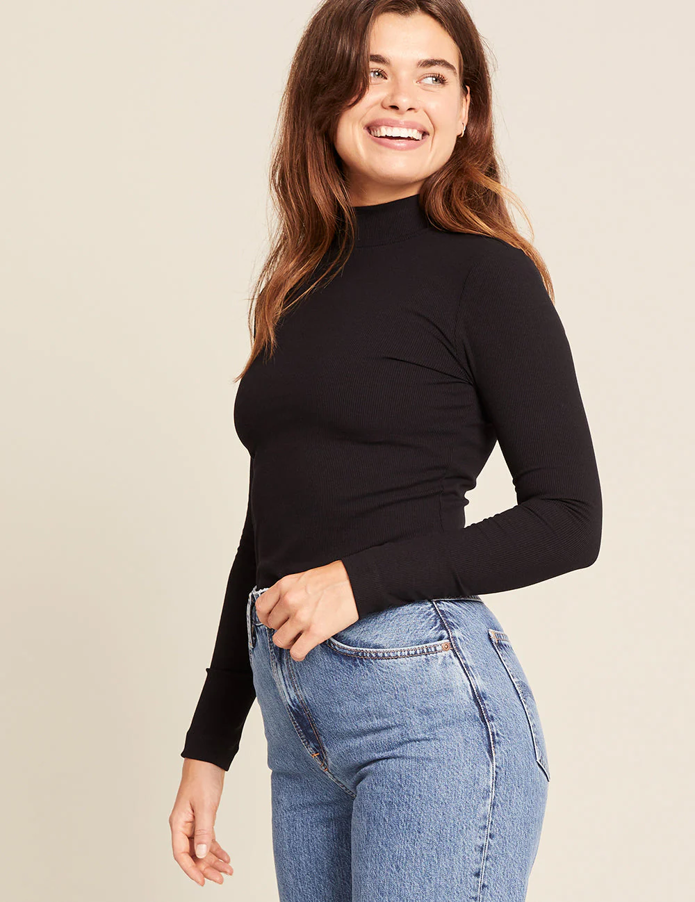 Women's Ribbed Turtleneck Top - Black - Image 7